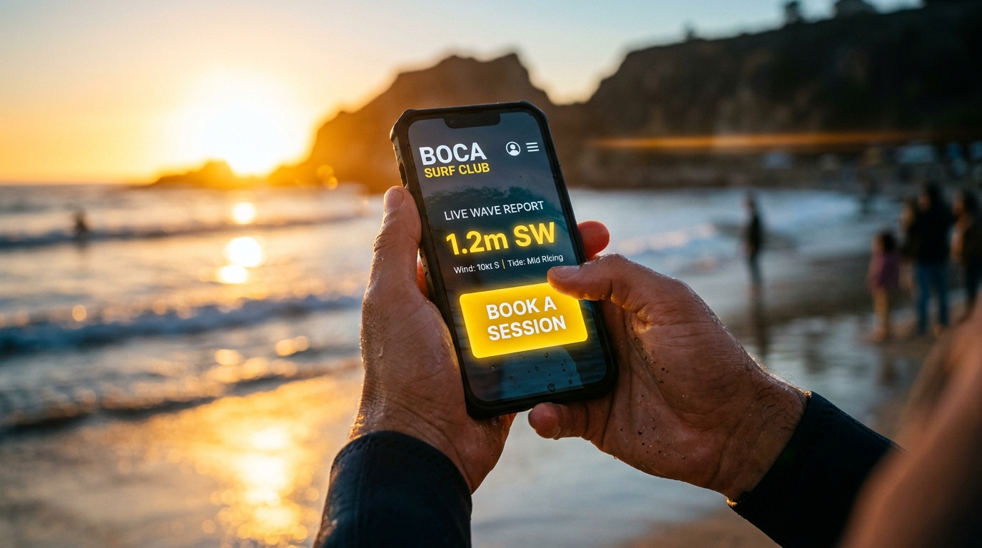 Móvil en la playa al atardecer